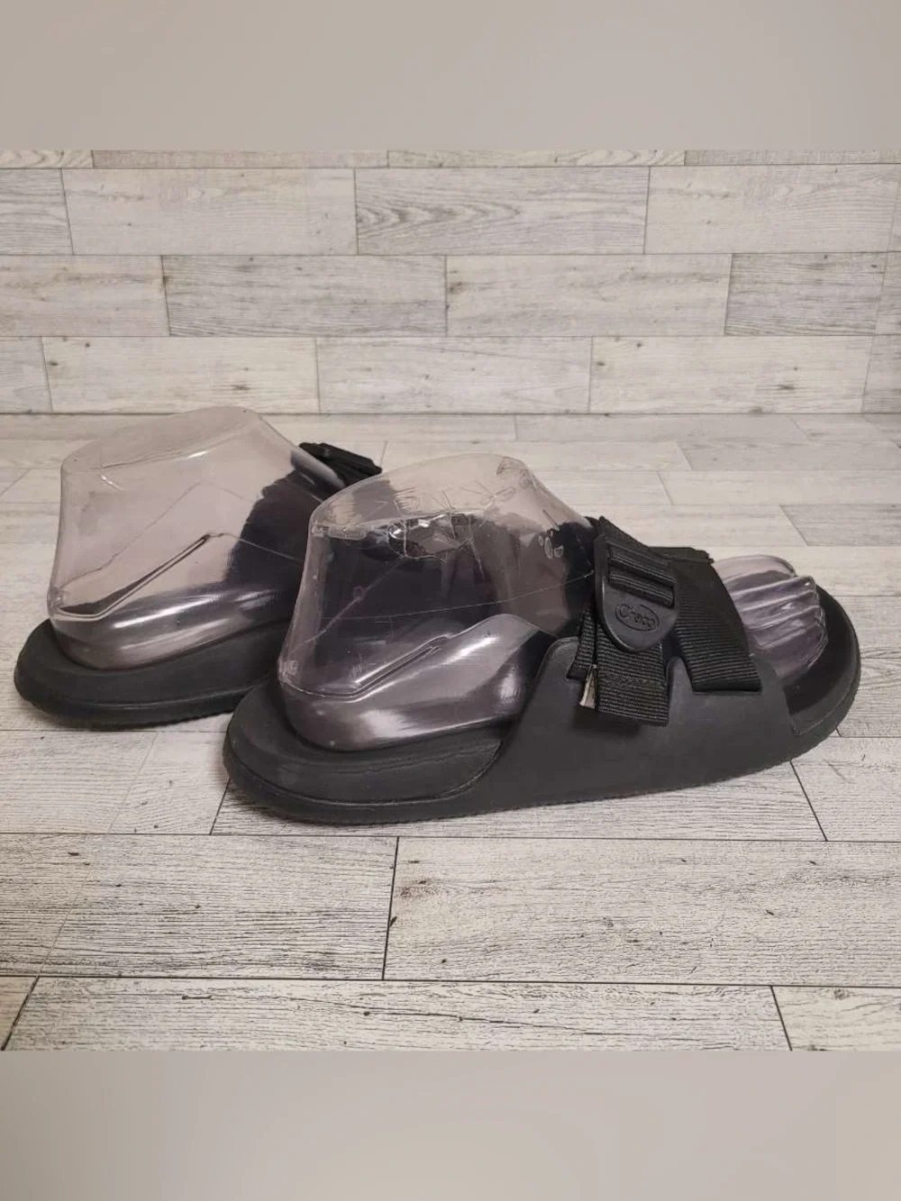 Women’s Chaco Chillos Black Slide Adjustable Jacquard Webbing Sandals Size 7